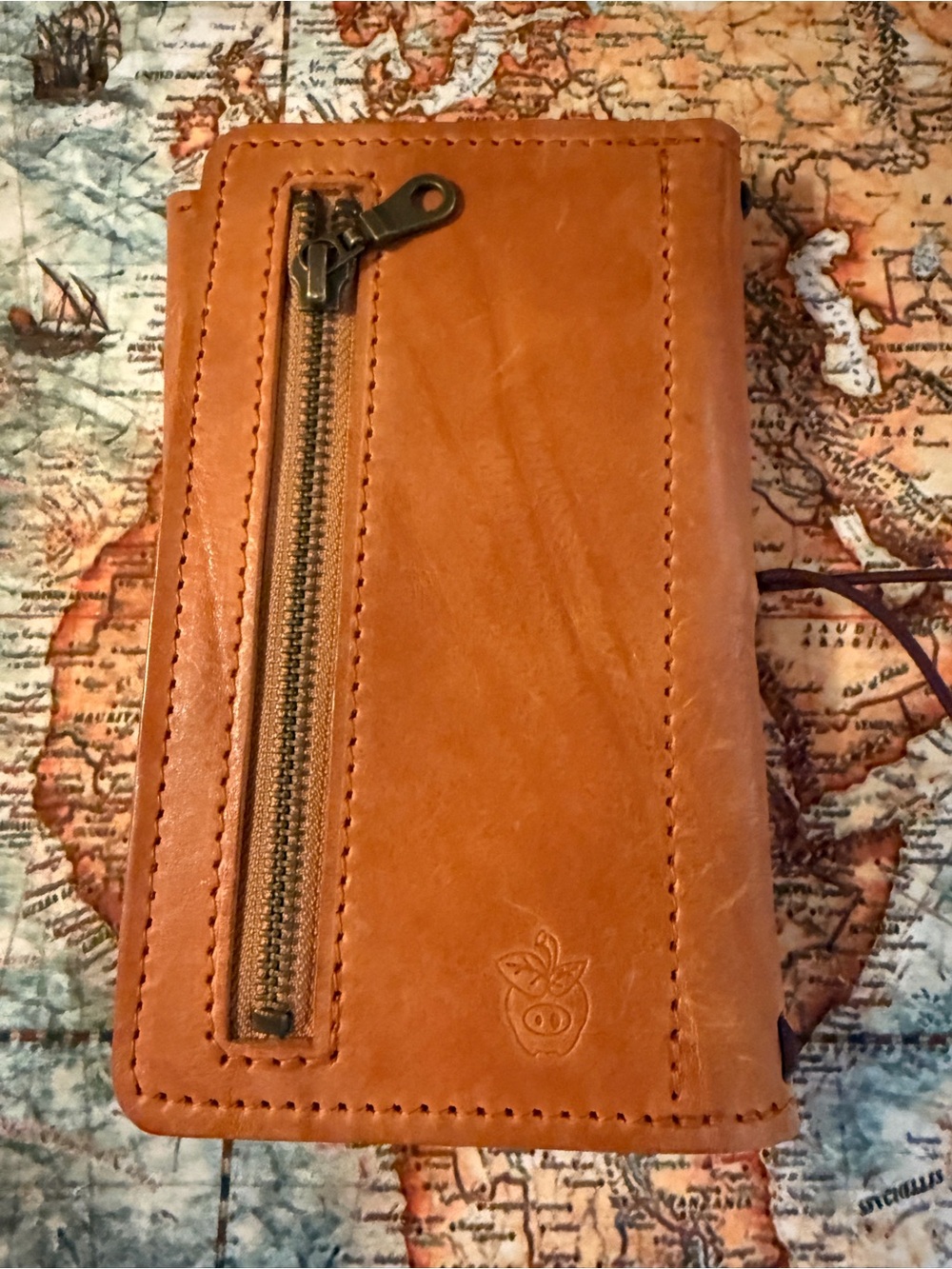 Apple Pig Leather Wallet Notebook